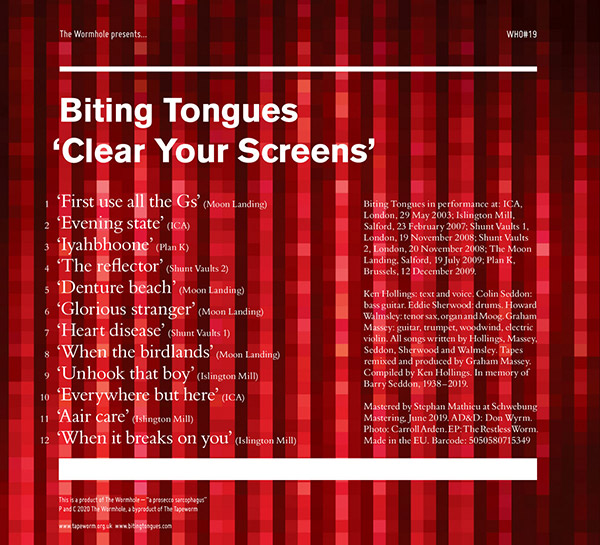 Biting Tongues - Clear Your Screens - UK CD - Back