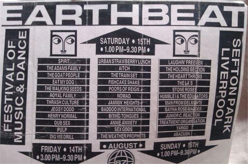 Biting Tongues at Earthbeat Festival, Sefton Park, Liverpool (line-up featured The Stone Roses, Pulp, The La's, Weather Prophets, Yargo, Pale Fountain, Urban Strawberry Lunch, Dub Sex and Annix Anxiety)